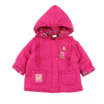 【愛的世界】SUPERMINI花與蝶系列兩面穿防風舖棉連帽外套-台灣製-100桃紅色