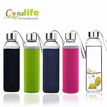 【Conalife】冷熱兩用玻璃水瓶550ml (買一送一)灰色2入