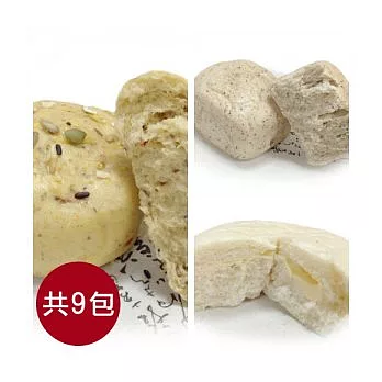 【食在安市集】饅幸福老麵饅頭：雜糧饅頭x3包+亞麻仁籽饅頭x3包+起士包x3包