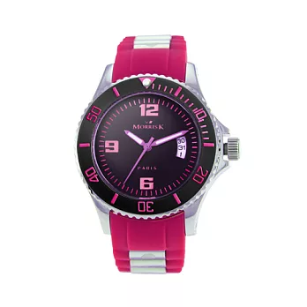 【Morris K】羅志祥代言運動造型潮流腕錶 粉紅色 女錶 MK13035-SA05