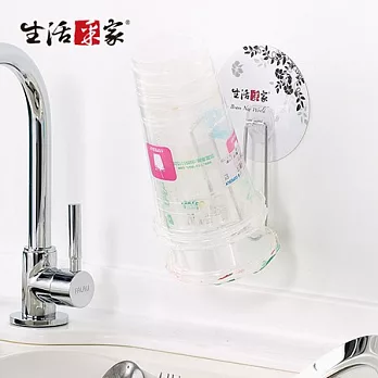 【生活采家】樂貼系列台灣製304不鏽鋼廚房用瀝水勾掛單杯架(2入組)#99398