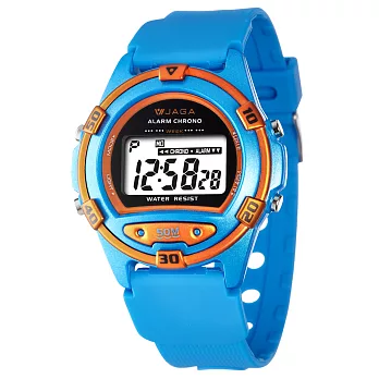 JAGA(捷卡) 運動休閒多功能電子錶-M267-EI(藍橙)