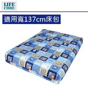 【LIFECODE】 INTEX充氣床專用雙層包覆式床包-適用寬137CM充氣床籃球B(咖啡底)
