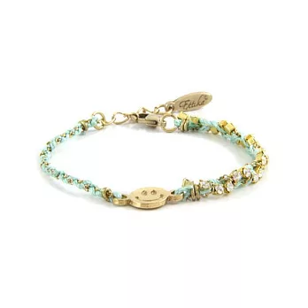 Ettika 美國品牌 水晶金鍊編織幸運手環 笑臉+水藍