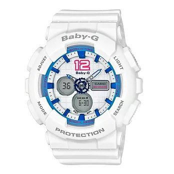 BABY-G 啦啦隊的俏皮競賽時尚運動限量腕錶-白-BA-120-7B