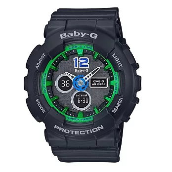 BABY-G 啦啦隊的俏皮競賽時尚運動限量腕錶-黑-BA-120-1B