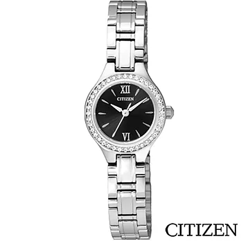 CITIZEN星辰 典藏晶鑽時尚女性腕錶-黑 EJ6090-53E