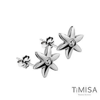 【TiMISA】花漾(M)-三色 純鈦耳針一對透亮白