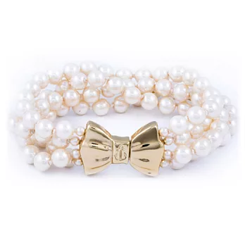 Kiel James Patrick 美國手工航海船錨 珍珠蝴蝶結手環 Uptown GirlS金色