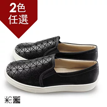 FUFA MIT 幾何方格質感懶人鞋 (N48)-共2色24黑色