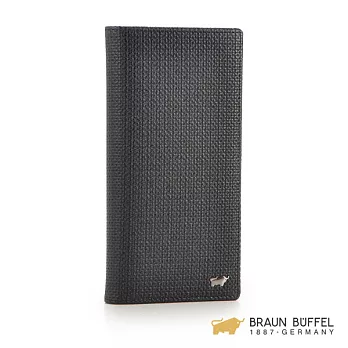 【BRAUN BUFFEL】.德國小金牛 - SEFROU 賽弗洛系列壓紋14卡中間翻長夾 -黑色