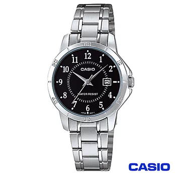 CASIO卡西歐 女仕休閒時尚鋼帶腕錶-黑 LTP-V004D-1B