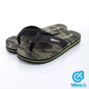 WAVE 3 (男) - 迷彩瘋帆布底立體LOGO人字夾腳拖鞋 - 綠XL綠