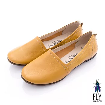 Fly London(女) 清麗佳人 三角包楦舒適單色休閒鞋 - 蜜黃36黃