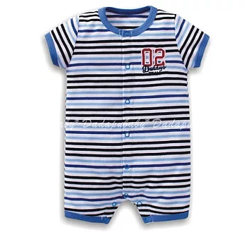 前扣條紋哈衣 前開平角衣 短袖 條紋 條文 前扣 前釦 前排釦 連身衣 哈衣12M藍黑條紋