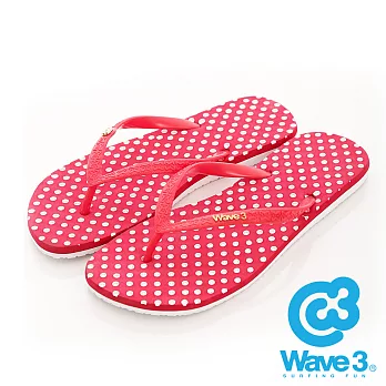 WAVE 3 (女) - 水玉點點人字夾腳EVA拖鞋 - 點點紅S紅色