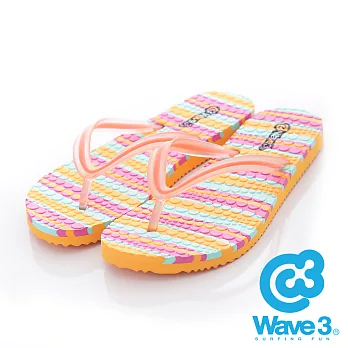 WAVE 3 (女) - 果凍QQ 雙層瑜珈大底人字夾腳拖鞋 - 桔S橘色