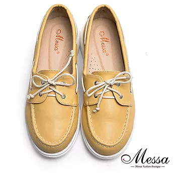【Messa米莎專櫃女鞋】MIT-輕盈舒活休閒內真皮帆船鞋36黃色