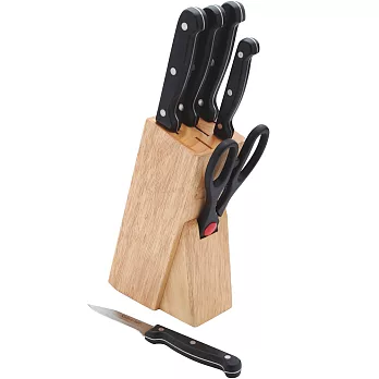 《KitchenCraft》木刀架+廚剪刀具6件組