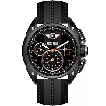 MINI Swiss Watches英倫風範運動計時腕錶(MINI-06)-灰x黑-45mm