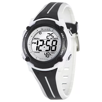 JAGA 捷卡全新俏麗時髦多功能電子錶M1112-黑白