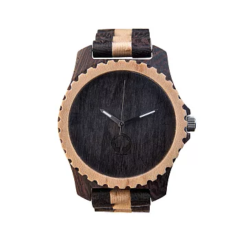 Plantwear 歐洲手工製實木手錶-Urban series-白黑雙帶白環錶