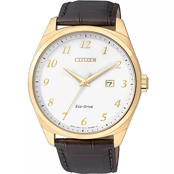 CITIZEN 光動能 標準紳士風格時尚優質腕錶-金殼-BM7322-06A