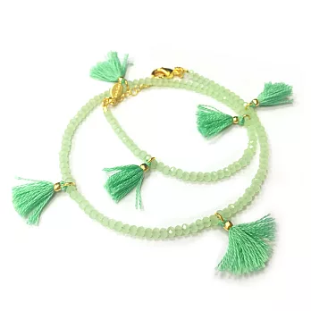 SHASHILAILA CRYSTAL 彩色流蘇 水晶幸運手鍊 雙層款 薄荷綠