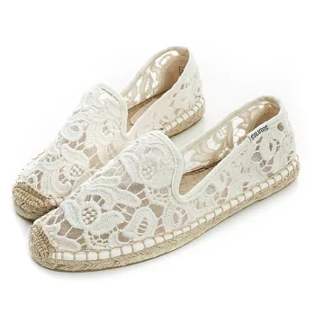 美國【SOLUDOS】白色蕾絲 草編懶人鞋 FSS1501-1149白色蕾絲