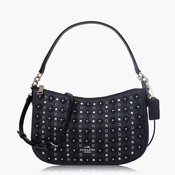 【COACH 多種背法】皮革 / 肩背 / 斜背兩用包(小款)_深藍