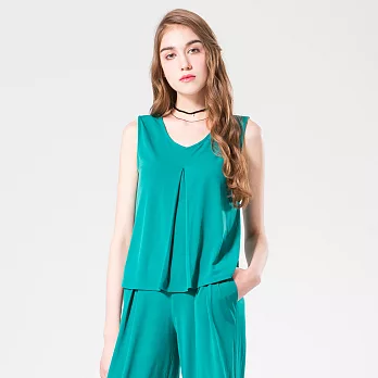 【INF】俐落前壓褶上衣16192S綠色