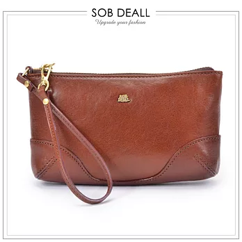 SOB DEALL 沙伯迪澳-真皮小型手拿包原色咖