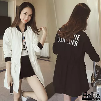 外套 立領腰部抽繩長版夾克 二色-HeHa-FREE（白色）