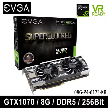 EVGA 艾維克 GTX1070 8GB SC ACX3.0 顯示卡 (08G-P4-6173-KR)