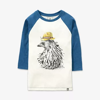 【Fandora】戴草帽的刺蝟-男女款-XS米白/牛仔藍袖