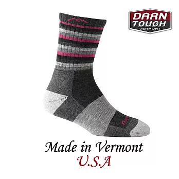 【美國DARN TOUGH】Stripe Micro Crew Cushion健行系列3/4襪(2入)M黑