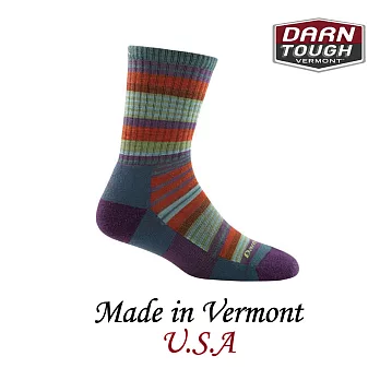 【美國DARN TOUGH】Sierra Stripe Micro Crew Light Cushion健行系列3/4襪(2入)M藍綠色