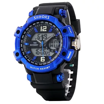 SHHORS SH-852 熱血運動亮色防水多功能電子錶 - 亮藍