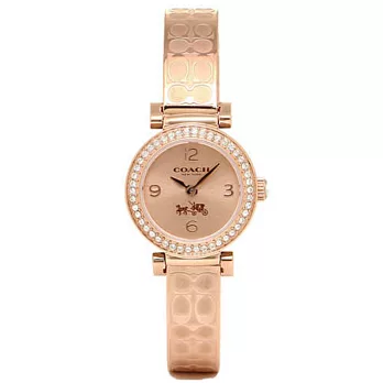 【COACH】玫瑰金晶鑽馬車手環式數字女錶(14502203)