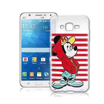 迪士尼授權正版Samsung Galaxy J7 J700 街頭系列透明軟式手機殼(帽T米奇)