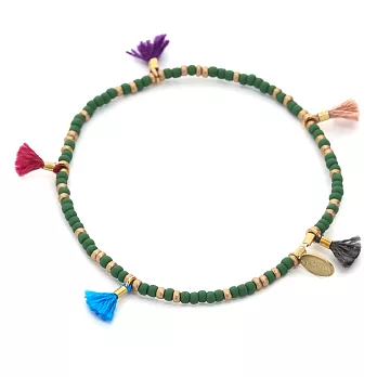 SHASHI 紐約品牌 ANA LILU 彩虹流蘇 幸運手鍊 金塊&翡翠綠 微顆粒珠