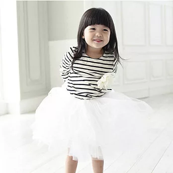 韓版小清新拼接條紋長袖上衣親子裝(女童)90黑白條紋(S)