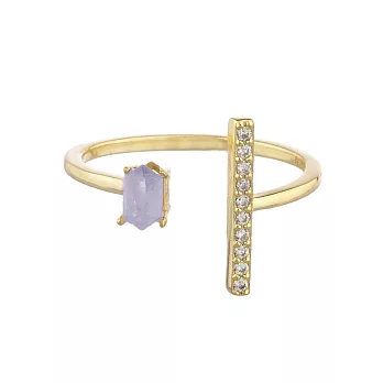 SHASHI 紐約品牌 TAYLOR 紫水晶戒指 金色鑲鑽平衡骨 925純銀鑲14K