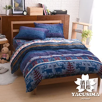 【濱川佐櫻-森林奇遇】雙人四件式嚴選特厚法蘭絨兩用毯被床包組