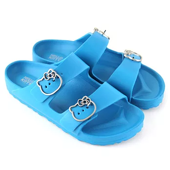 HELLO KITTY 凱蒂貓釦飾輕量防水拖鞋38水藍色