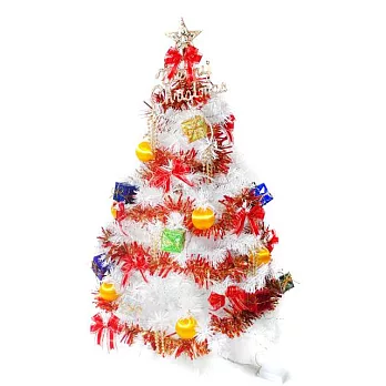 台灣製3呎/3尺(90cm)豪華版夢幻白色聖誕樹(紅彩禮物盒系配件)(不含燈)YS-WT03001