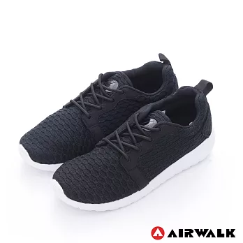 AIRWALK(男)- 比麗 蜂巢式格紋洞洞休閒慢跑鞋9黑