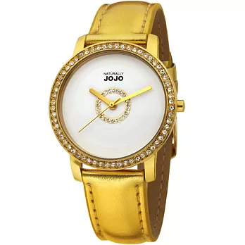 【NATURALLY JOJO】奢華簡約晶鑽時尚腕錶(金/37mm)金色