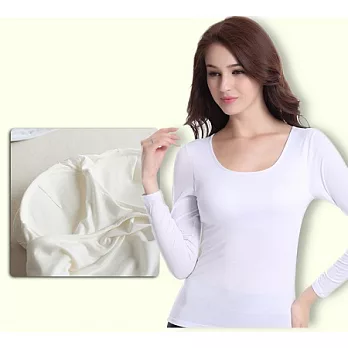 莫代爾舒適免穿Bra長袖T恤L白色