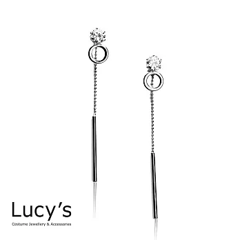 Lucy’s 閃亮晶鑽圓環垂墜耳環華麗銀
